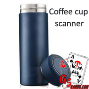 Coffee cup poker scanning camera lens report the poker winner